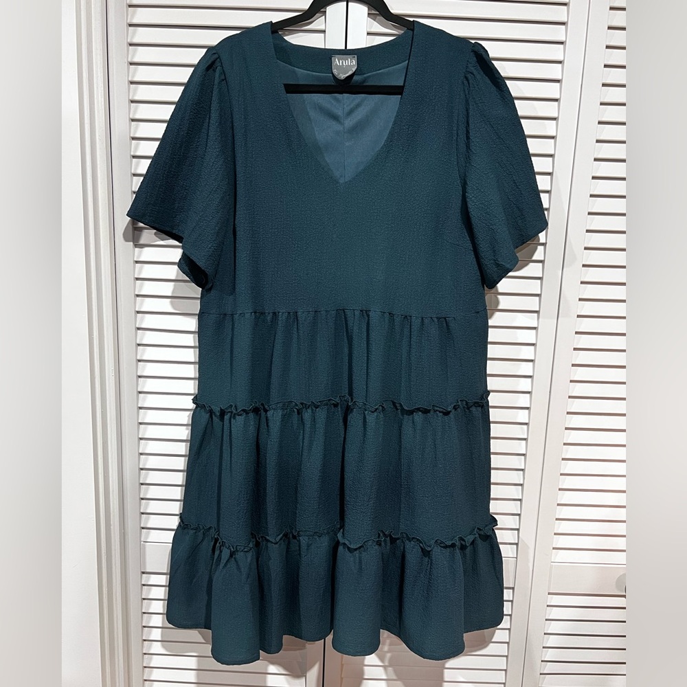 ARULA Elegant Teal Textured Dress